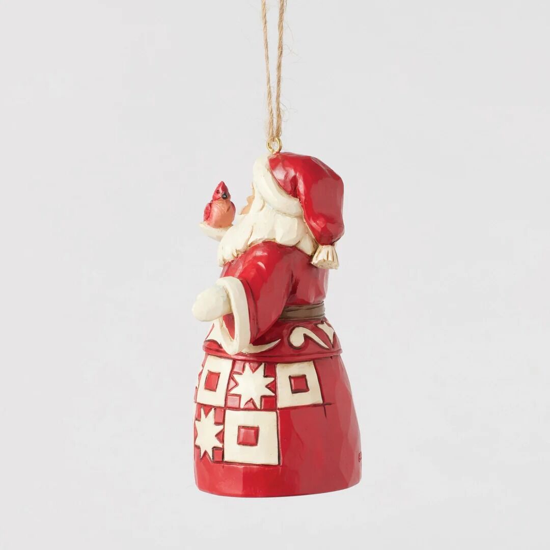 Jim Shore Heartwood Creek - 10cm Nordic Noel Santa with Cardinal Hanging Ornament