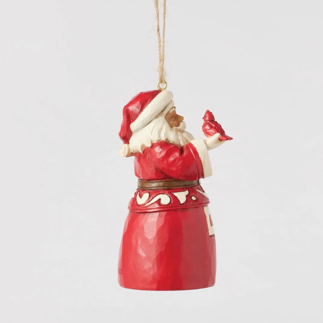 Jim Shore Heartwood Creek - 10cm Nordic Noel Santa with Cardinal Hanging Ornament