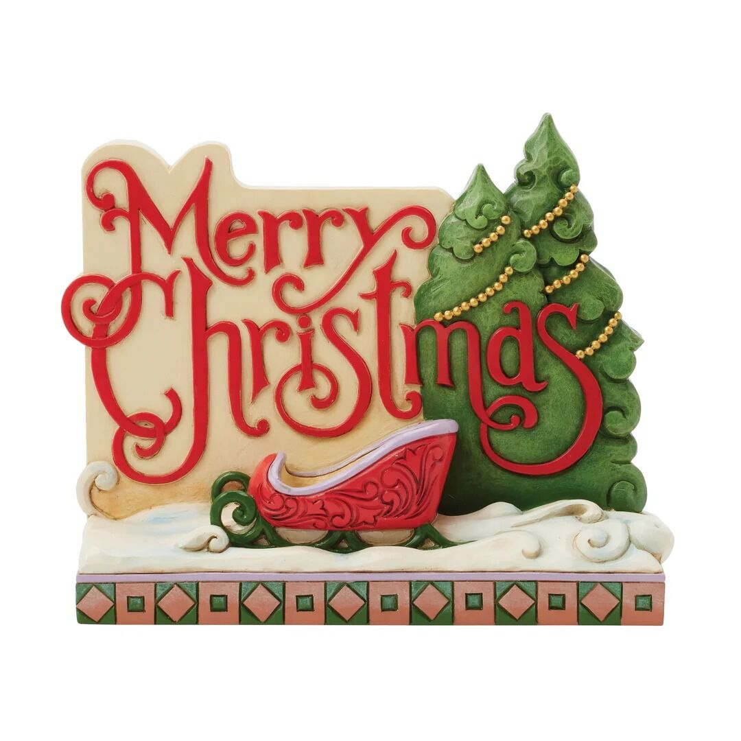 Decorative Christmas ornament with 'Merry Christmas' text and a green tree.