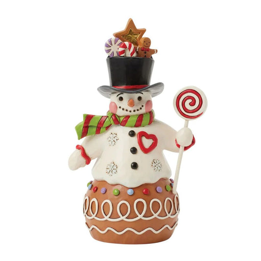 Jim Shore Heartwod Creek - Snowman With Sweets Hat