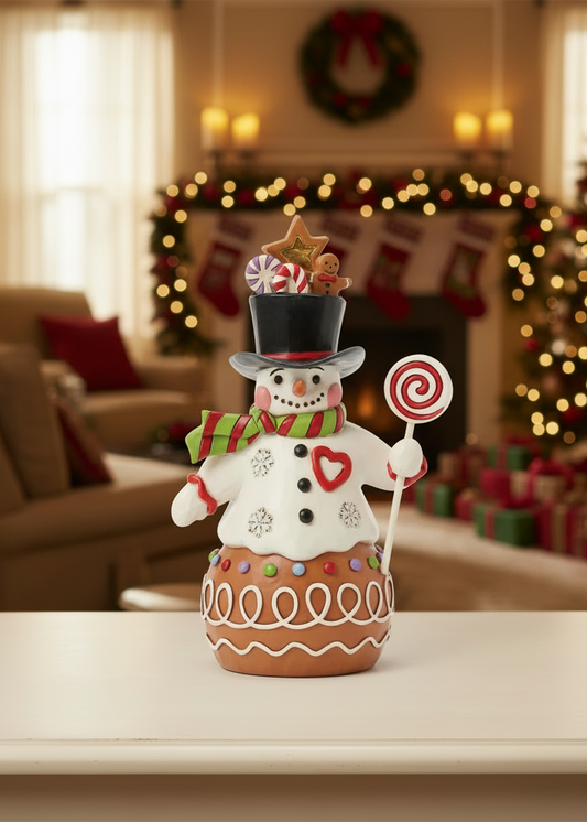 Jim Shore Heartwod Creek - Snowman With Sweets Hat