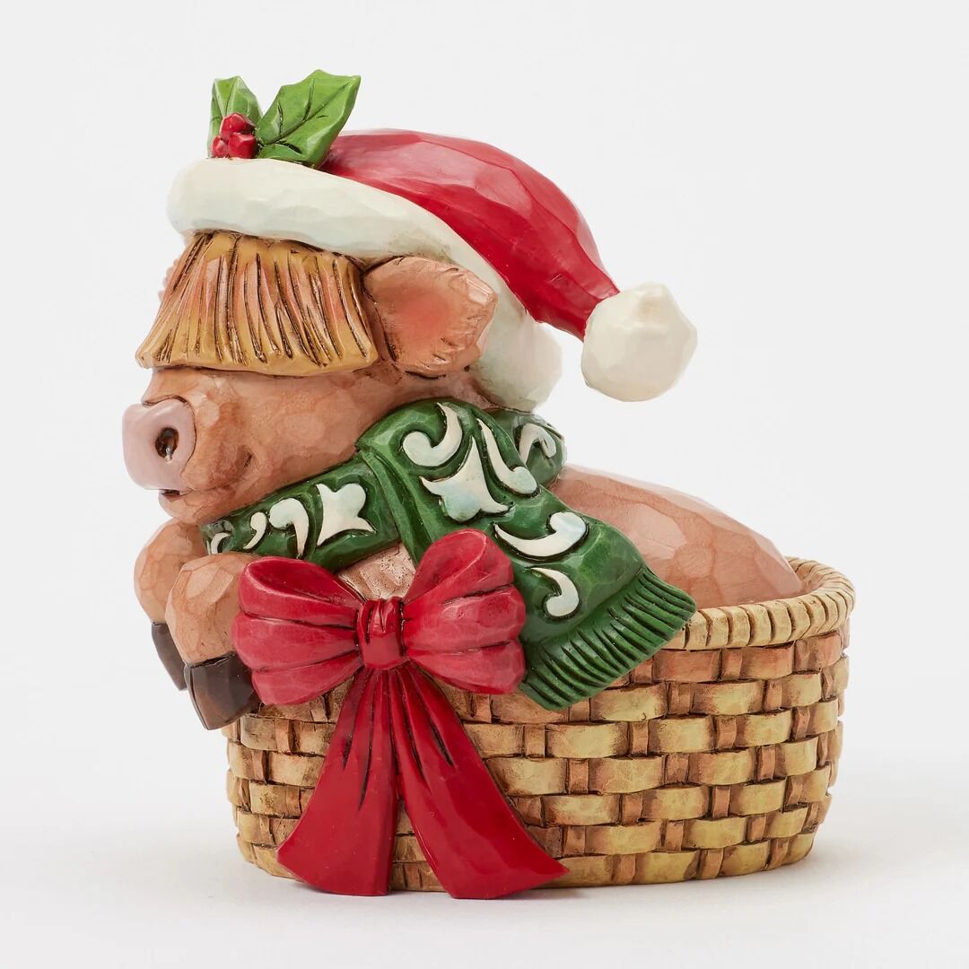 Jim Shore Heartwood Creek - Highland Cow in Basket Mini
