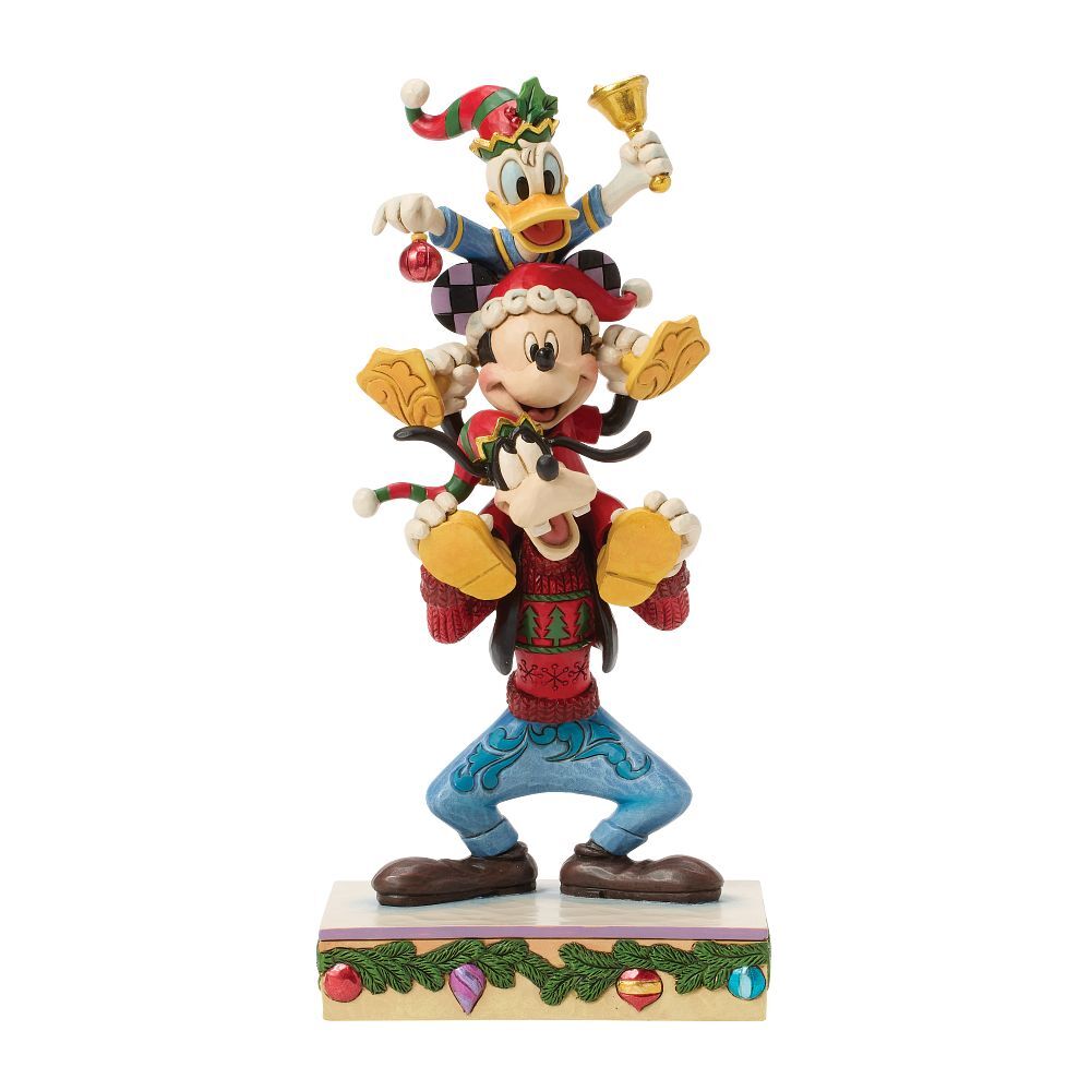 Animated character figurine with festive attire on a white background