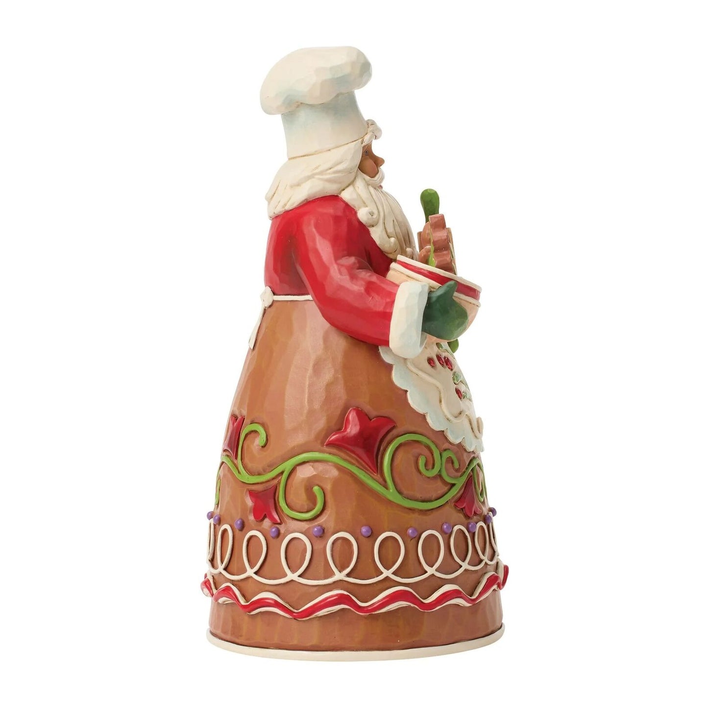 Decorative figurine of a chef with a white hat and red coat on a white background