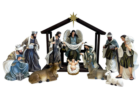 11 Piece Nativity and Stable Set - 20cm