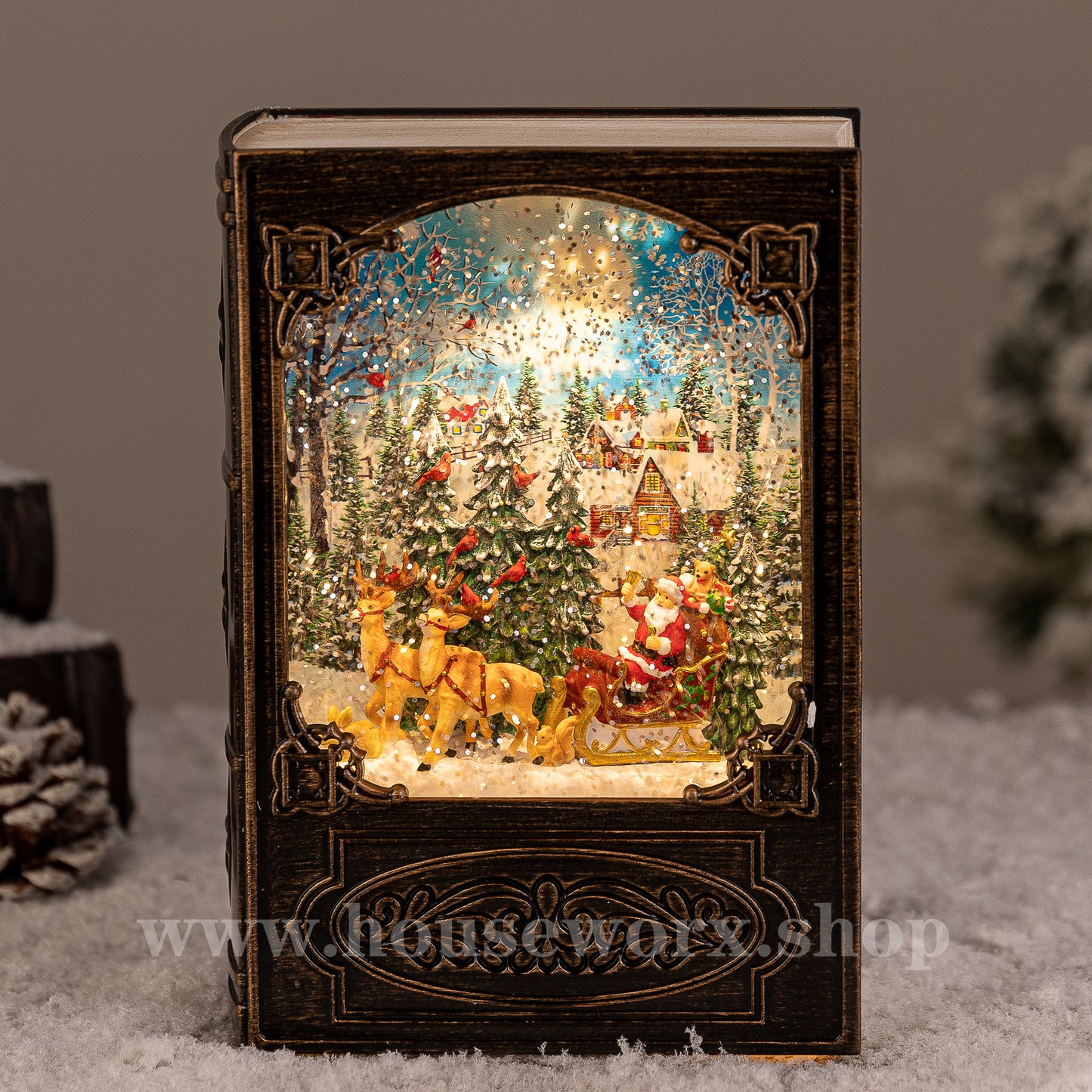 book christmas snow globe santa