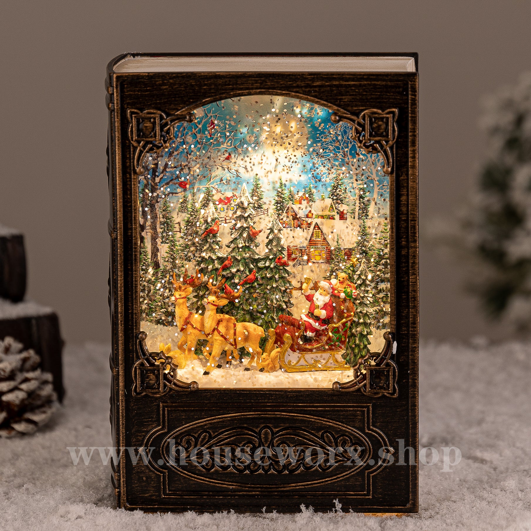 book christmas snow globe santa