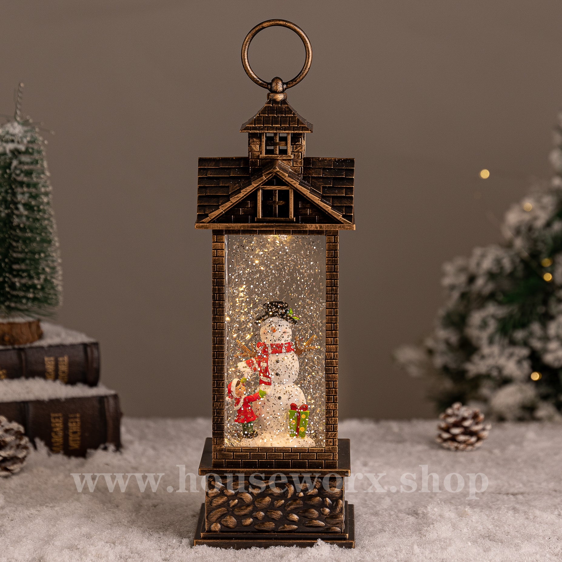 House christmas snow globe snowman