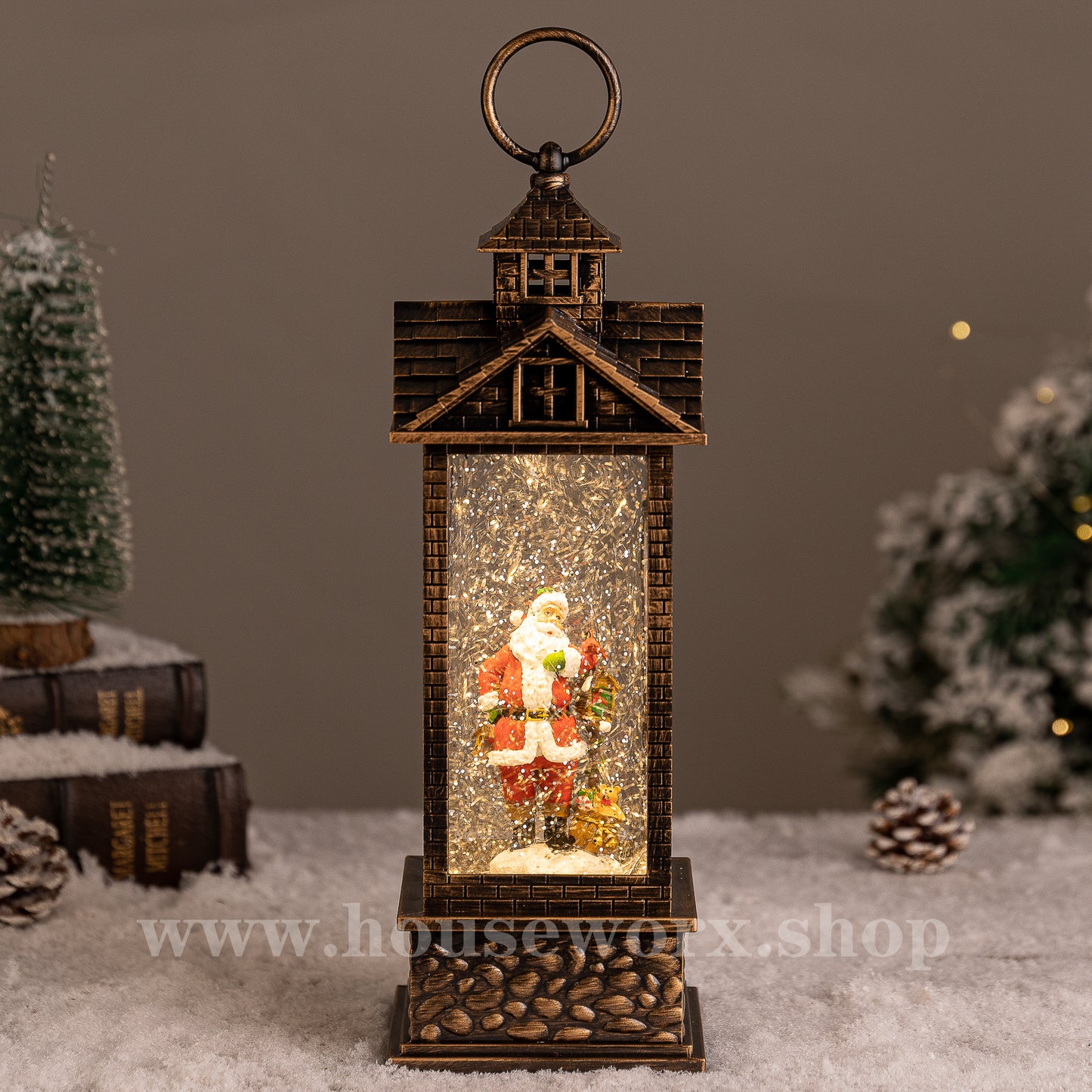 House christmas snow globes santa
