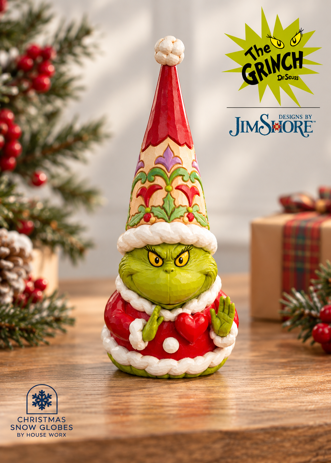 Grinch by Jim Shore - 18.4cm/7.25" Grinch Gnome with Large Heart