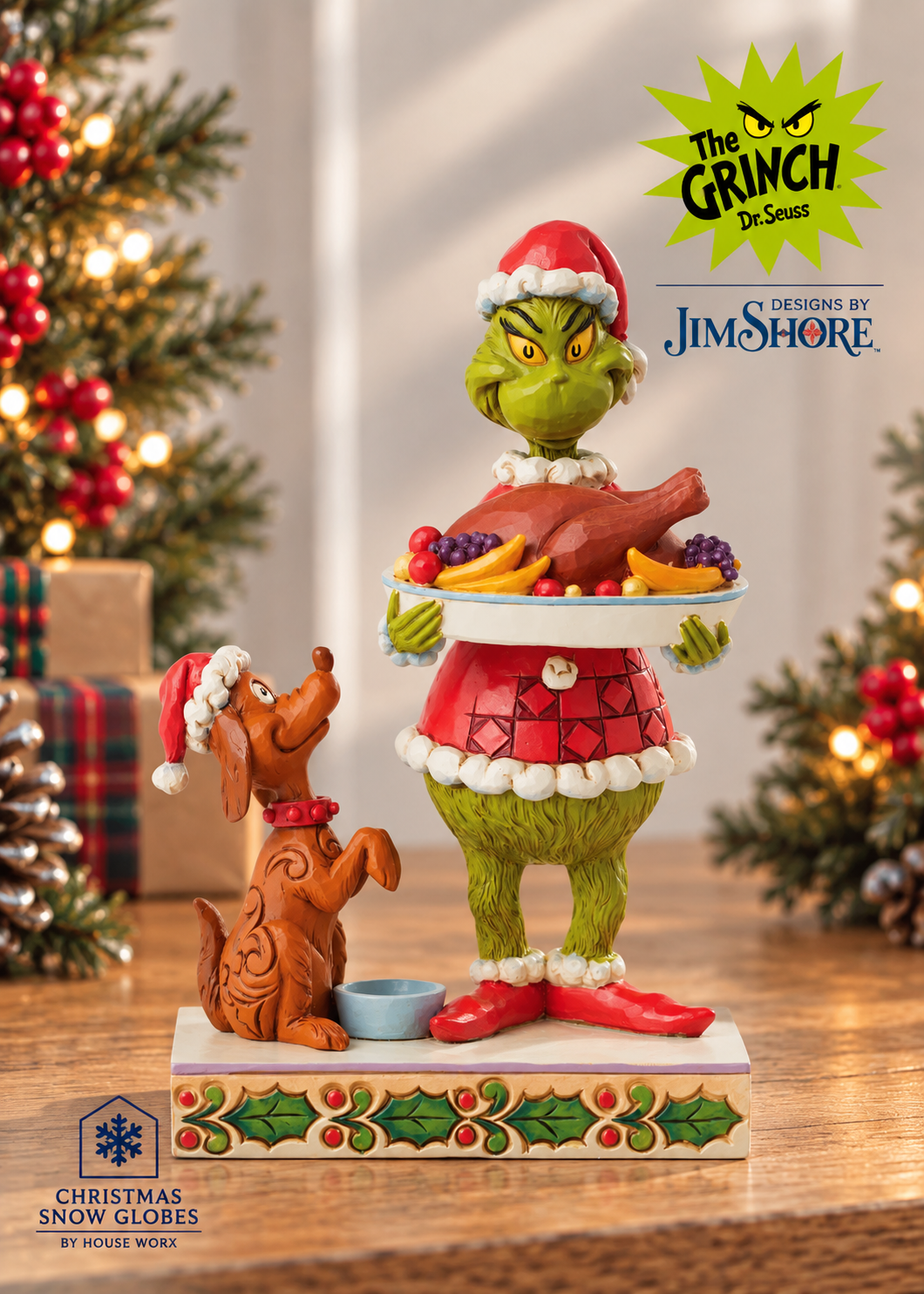 Grinch by Jim Shore - 19cm/7.5" Grinch with Christmas Dinner