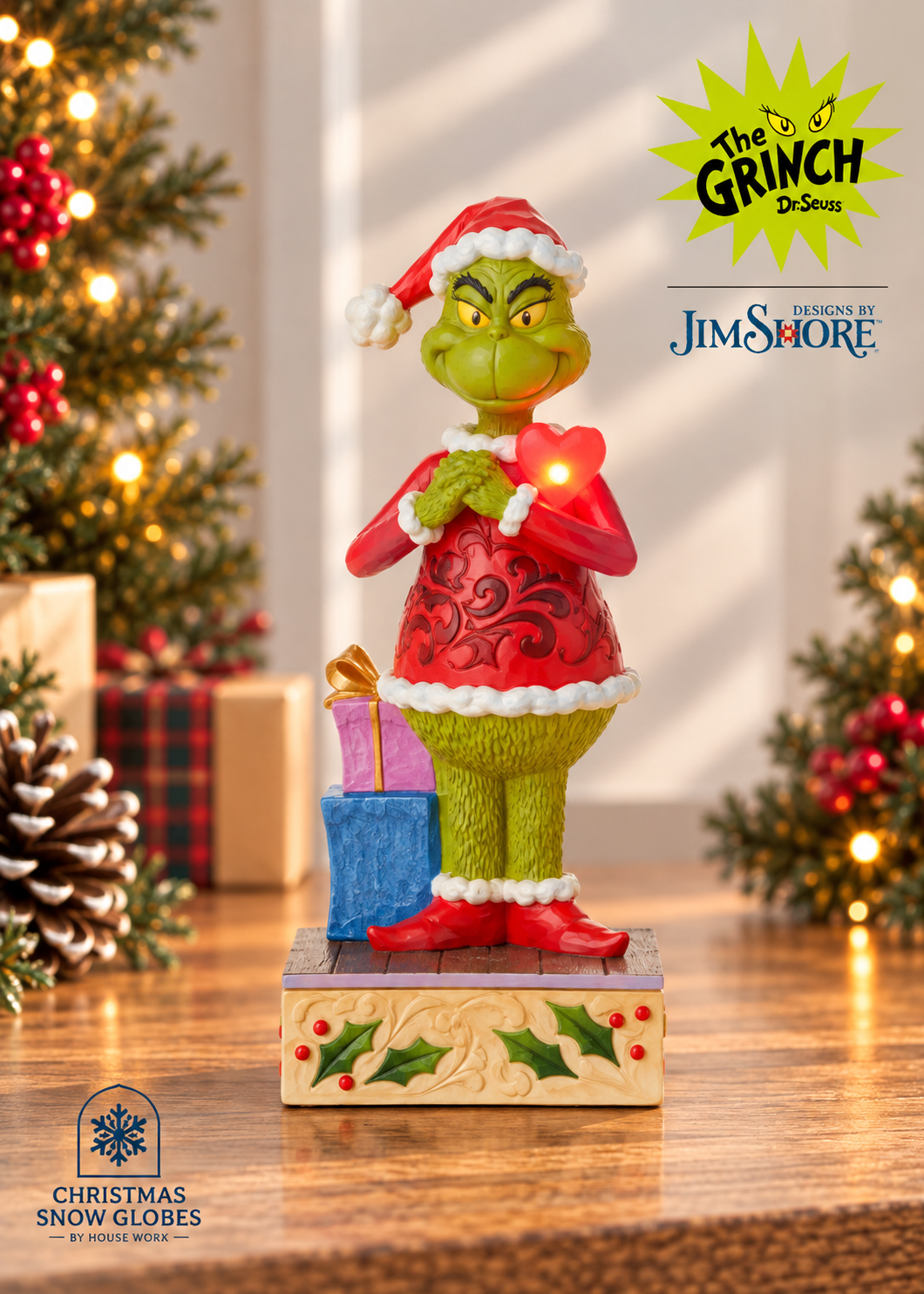 Grinch by Jim Shore - 18cm/7" Grinch With Blinking Heart