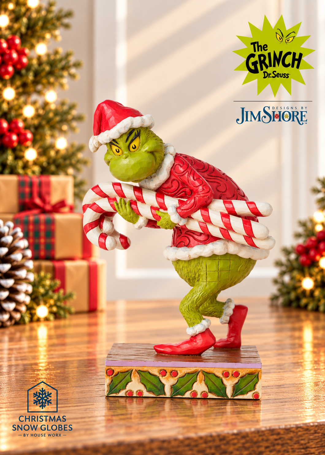 Grinch by Jim Shore - 19cm/7.5" Grinch Stealing Candy Canes