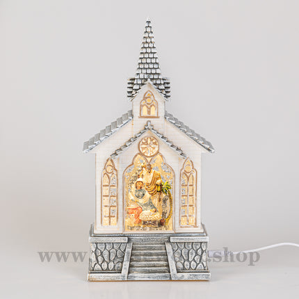 church christmas snow globe nativity front