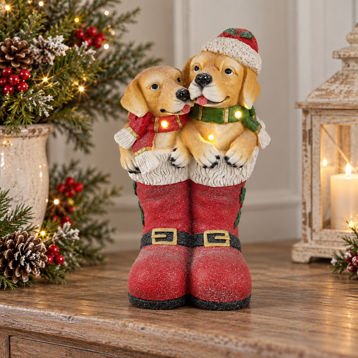 Puppy Boots Christmas Figurine