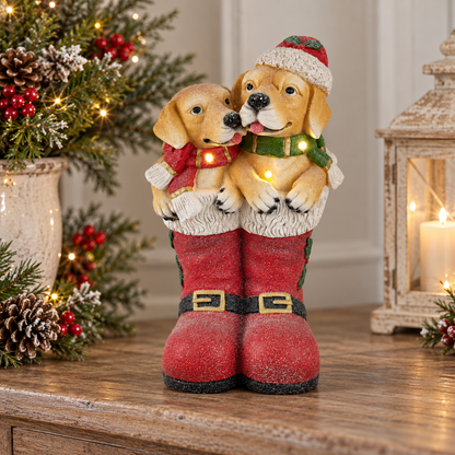 Puppy Boots Christmas Figurine
