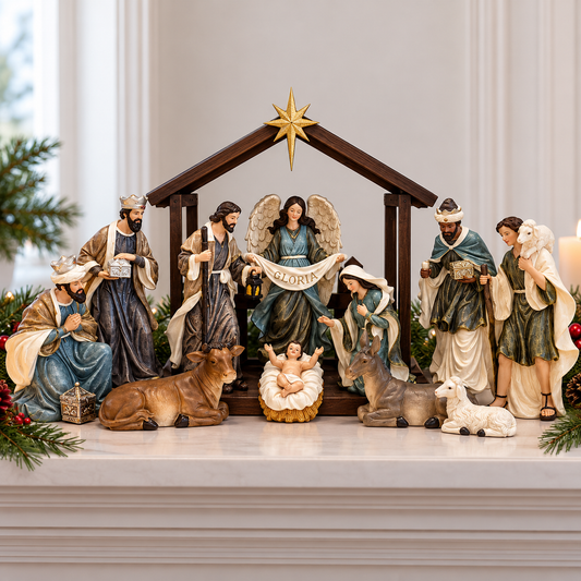 11 Piece Nativity and Stable Set - 20cm