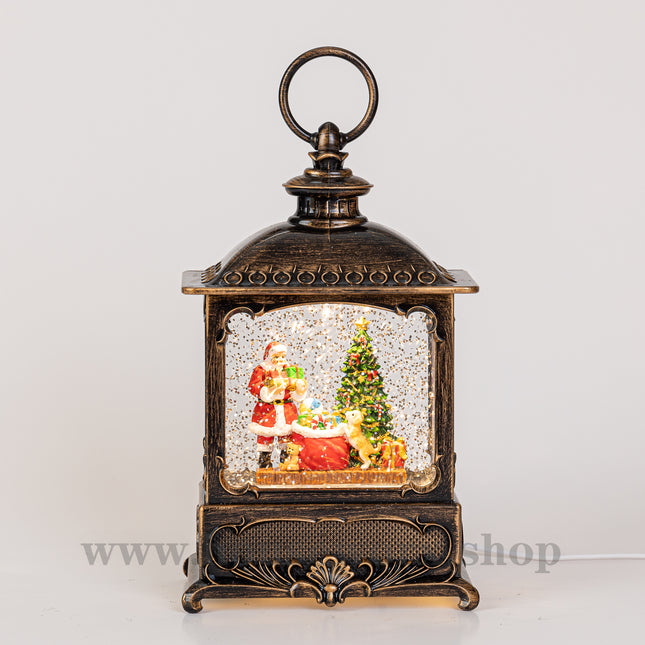 European Christmas snow globe santa and dog front