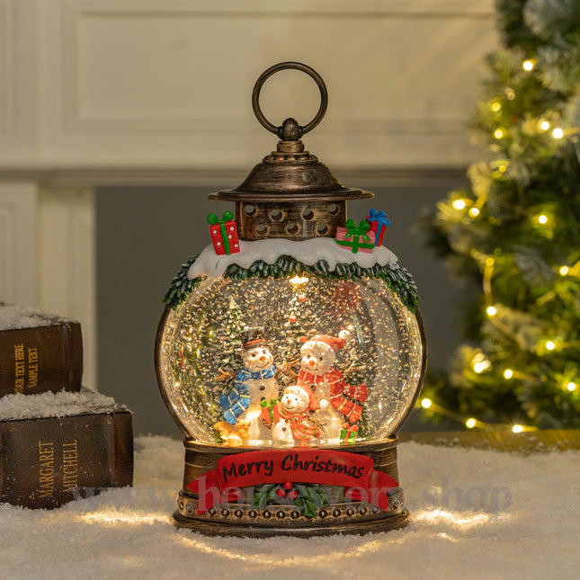 Festive oval collection snow globe snowman