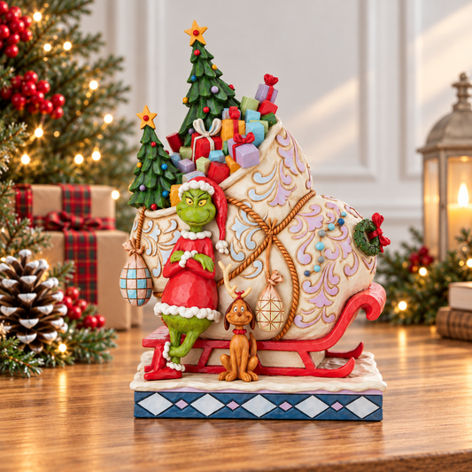 Grinch by Jim Shore - 21.4cm/8.5" Grinch & Max Standing by Sleigh