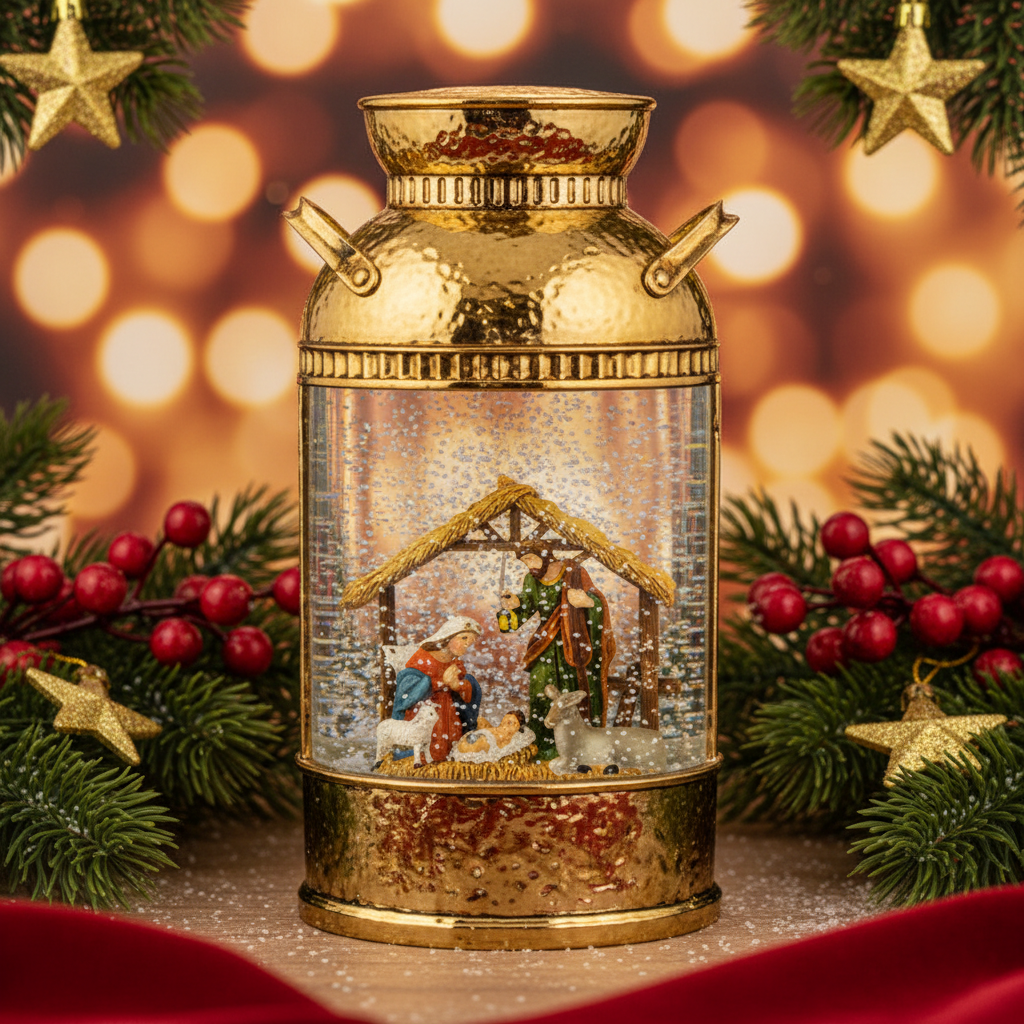 Milk Pail - Nativity Silver/Gold - BUBBLE WRAPPED