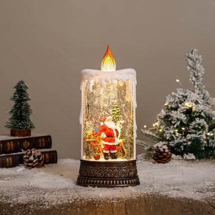  candle christmas snow globe santa