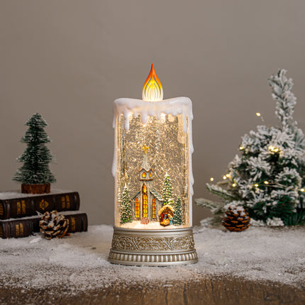 exquisite candle christmas snow globe village