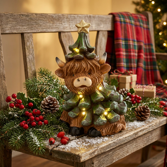 Resting Highland Cow Christmas Tree Figurine
