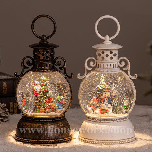 Jester santa snowman christmas snow globe