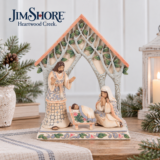 Jim Shore Heartwood Creek - Holy Family With Creche (S/4)
