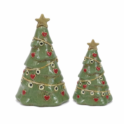 Large Green Ceramic Christmas Tree Tealight Holder 21cm