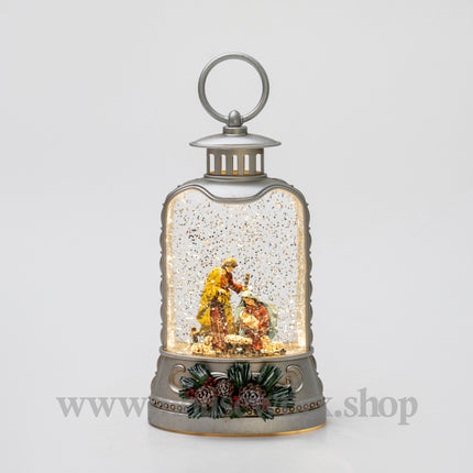 Ornate bell collection snow globe nativity 