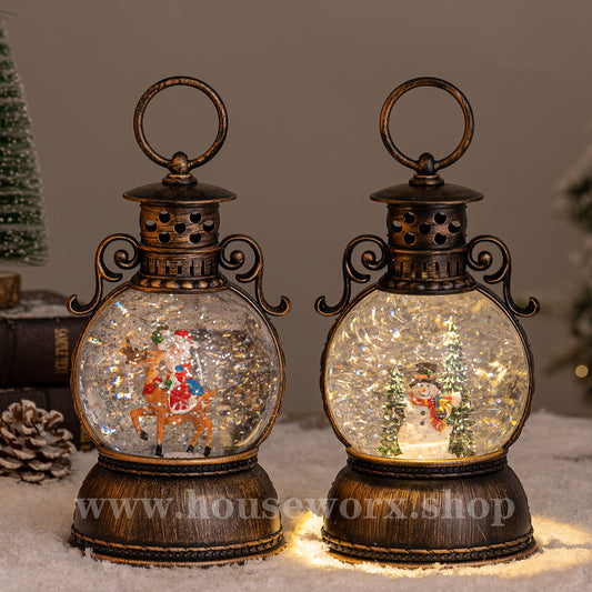 Palace snowman and santa christmas snow globe front