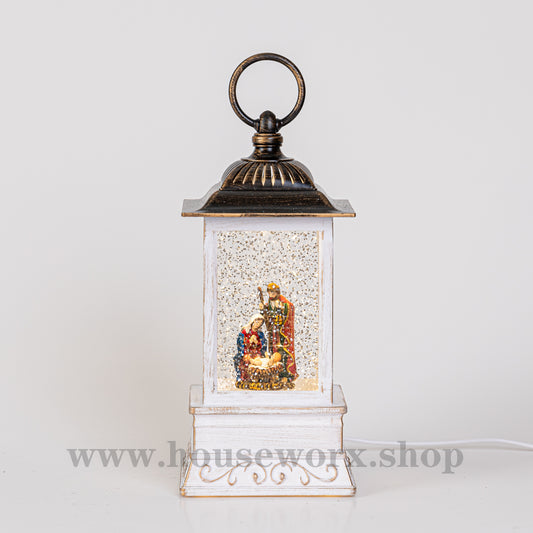 Wind Christmas snow globe nativity front