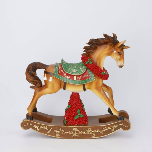 Holly Berry Rocking Horse Figurine