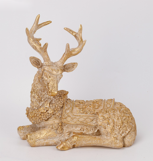 Gilded Snooze Resting Reindeer Figurine