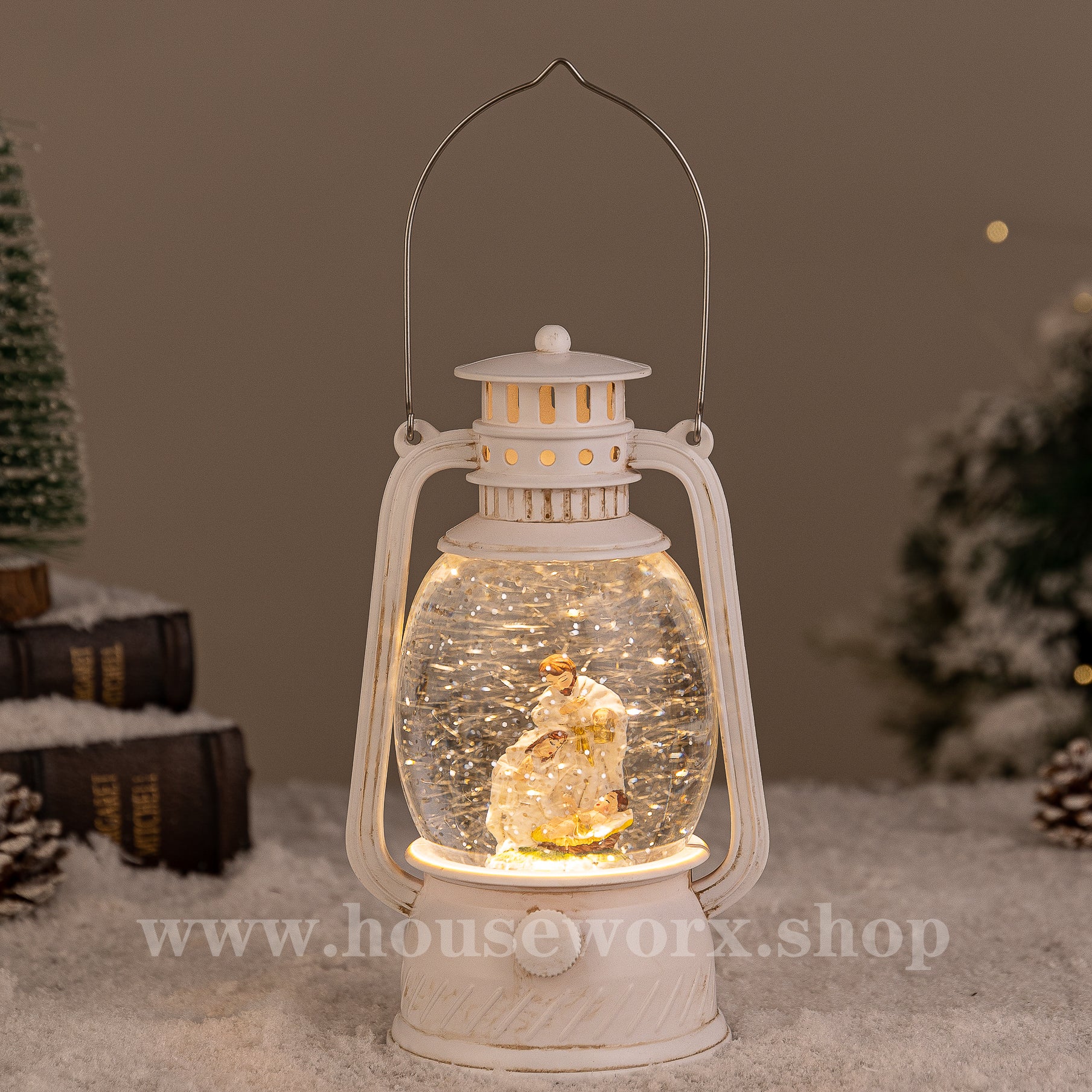 Hurricane christmas snow globe nativity