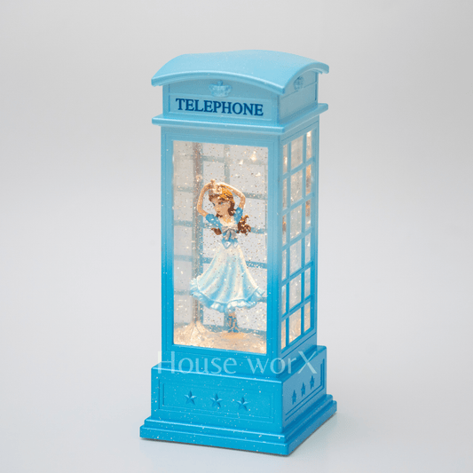 Arla - Telephone Booth - Blue/Blue Dress - Christmas Snow Globes by House worX