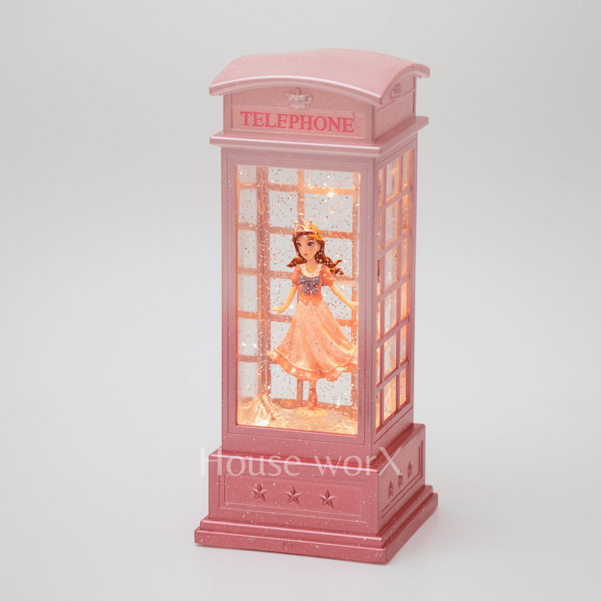 Arla - Telephone Booth - Pink/Pink Dress - Christmas Snow Globes by House worX