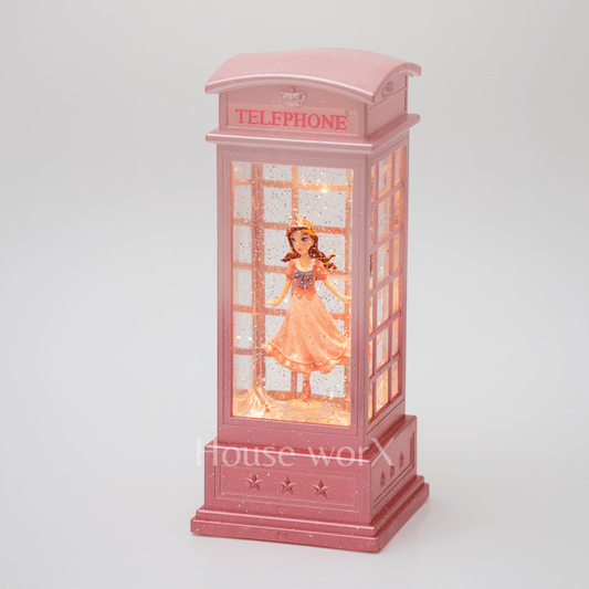 Arla - Telephone Booth - Pink/Pink Dress - Christmas Snow Globes by House worX