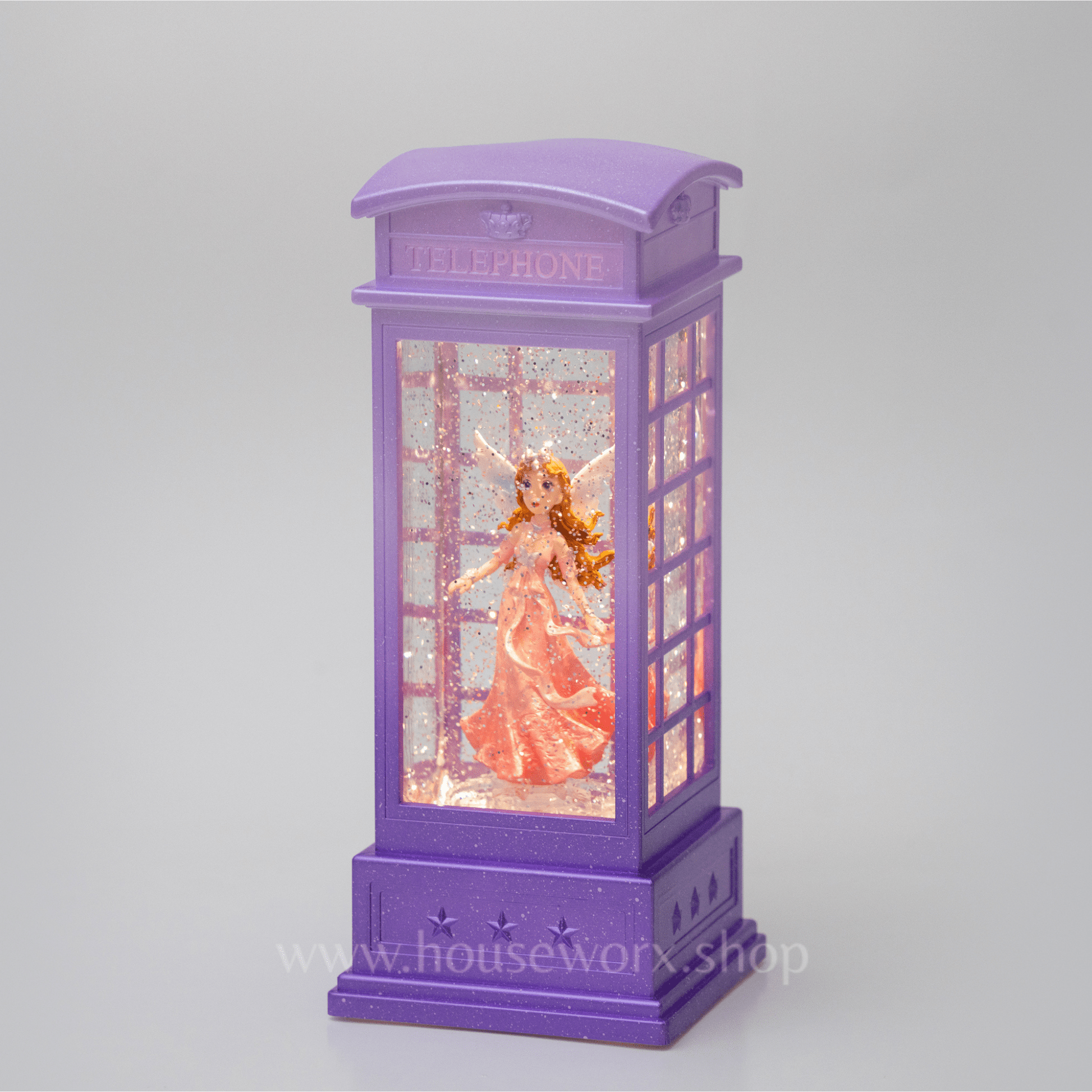 Arla - Telephone Booth - Purple/Pink Dress - Christmas Snow Globes by House worX