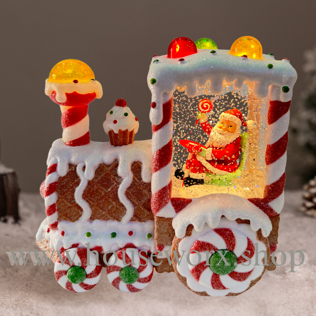 candy train snow globe