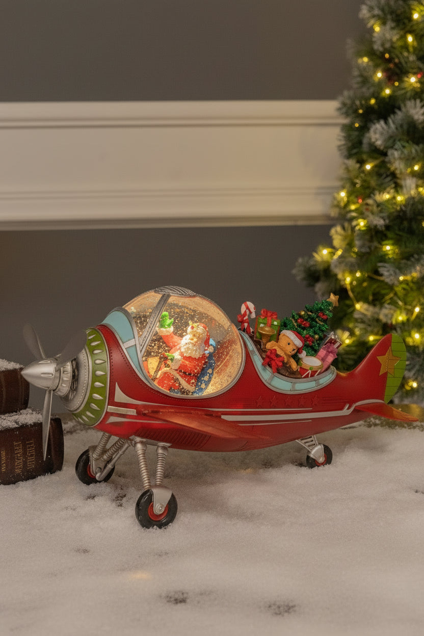 Festive Plane - Santa - Christmas Snow Globes by House worX