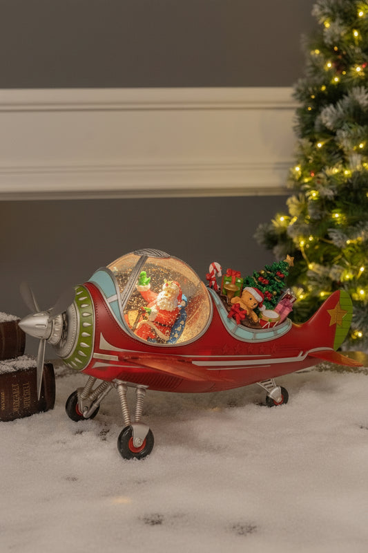 Festive Plane - Santa - Christmas Snow Globes by House worX