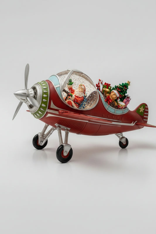 Festive Plane - Santa - Christmas Snow Globes by House worX