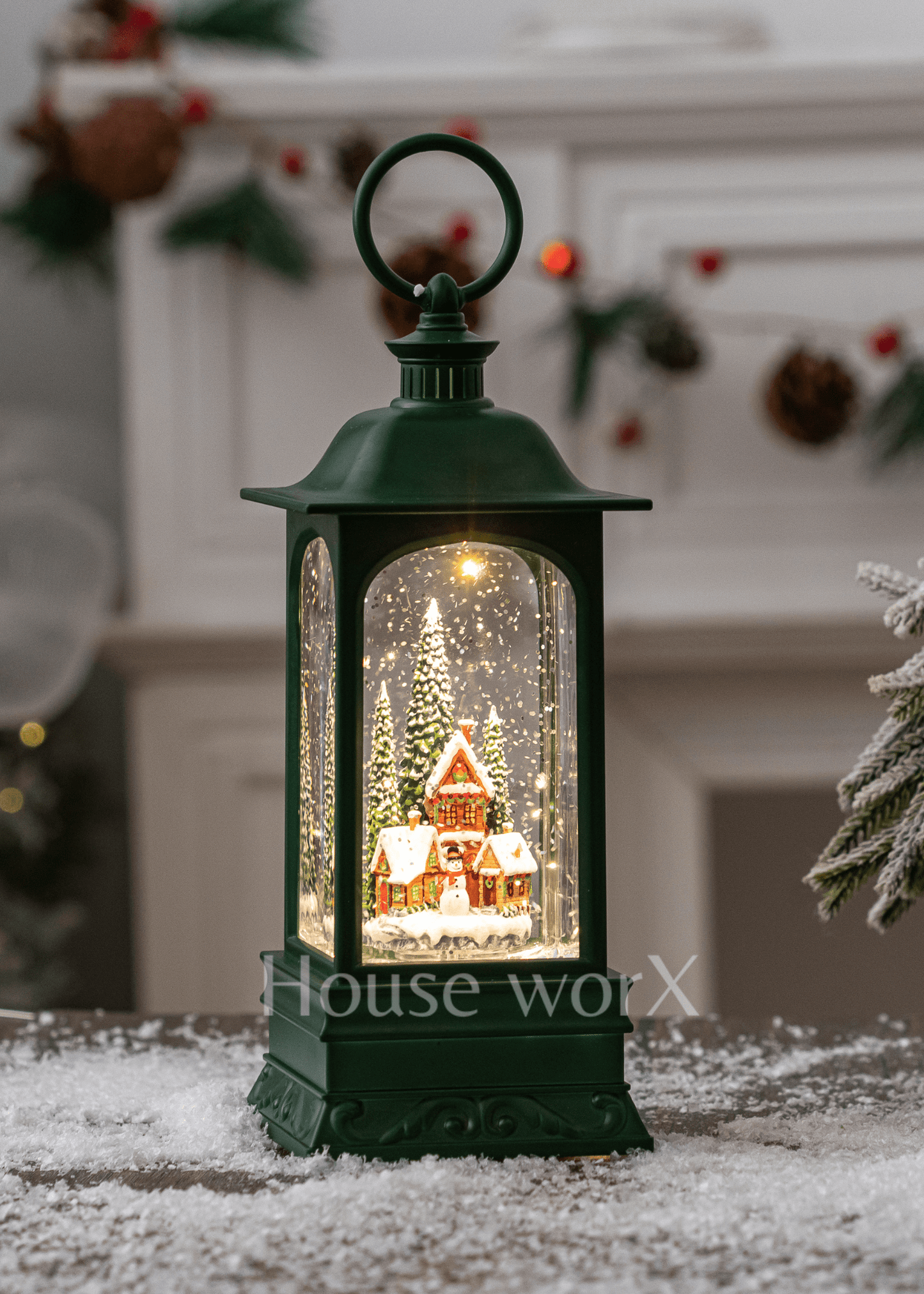 Georgia Village/Snowman - Green - Christmas Snow Globes by House worX