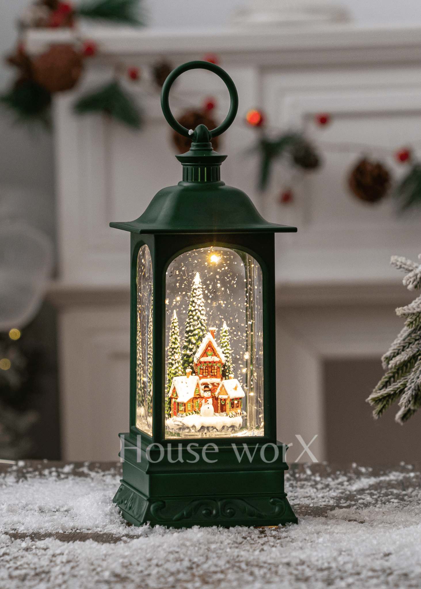 Georgia Village/Snowman - Green - Christmas Snow Globes by House worX