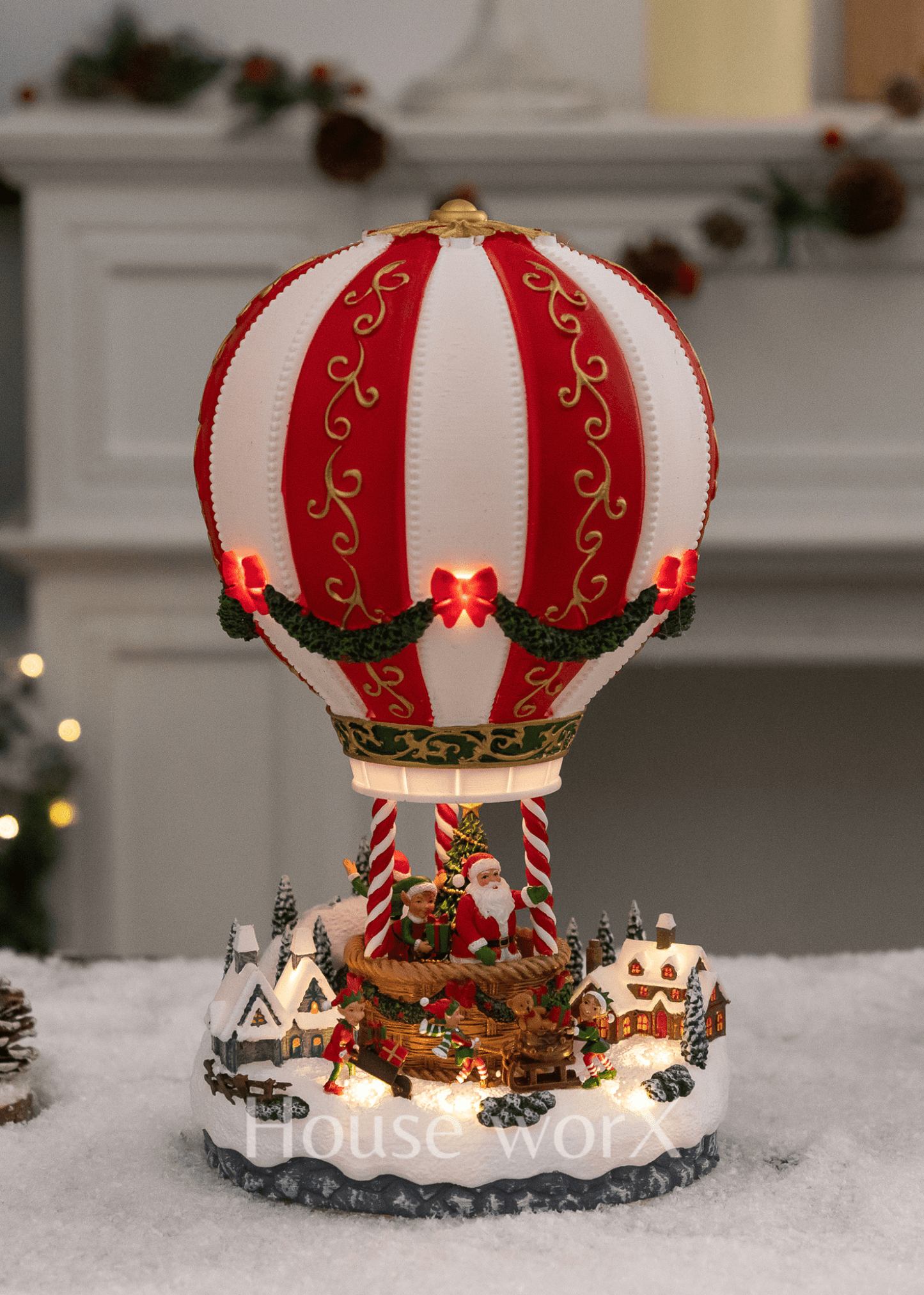 Holiday Lane - Hot Air Balloon - Christmas Snow Globes by House worX