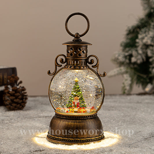 jester camp lantern christmas snowglobe 360 degree rotating feature nutcracker christmas tree