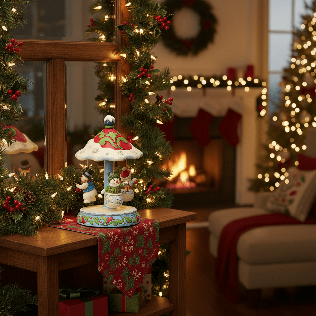 Jim Shore Heartwood Creek - Rotating Snowman Carousel - Christmas Snow Globes by House worX